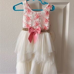 American Princess Pink and White Dress with Floral Embroidery